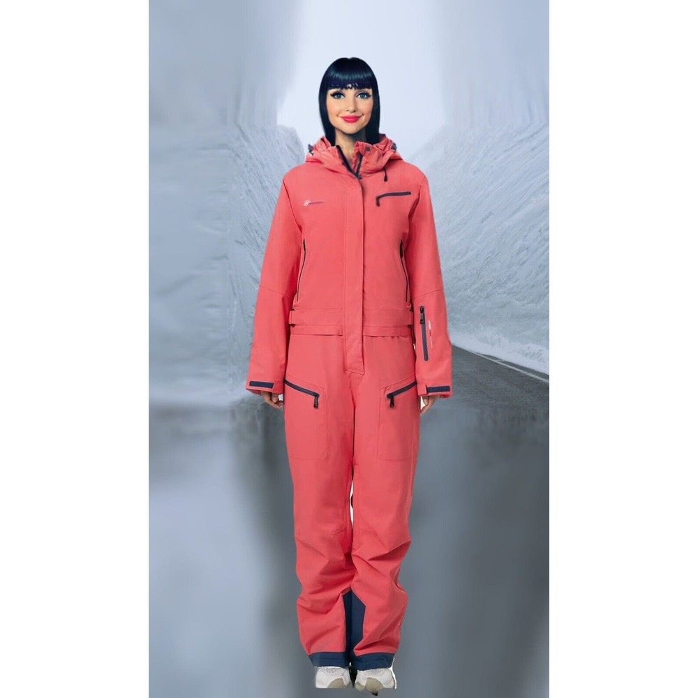HMANOOUF Pink One Pieces Ski Suit Winter Waterproof Hooded Snowsuit XL Sissy